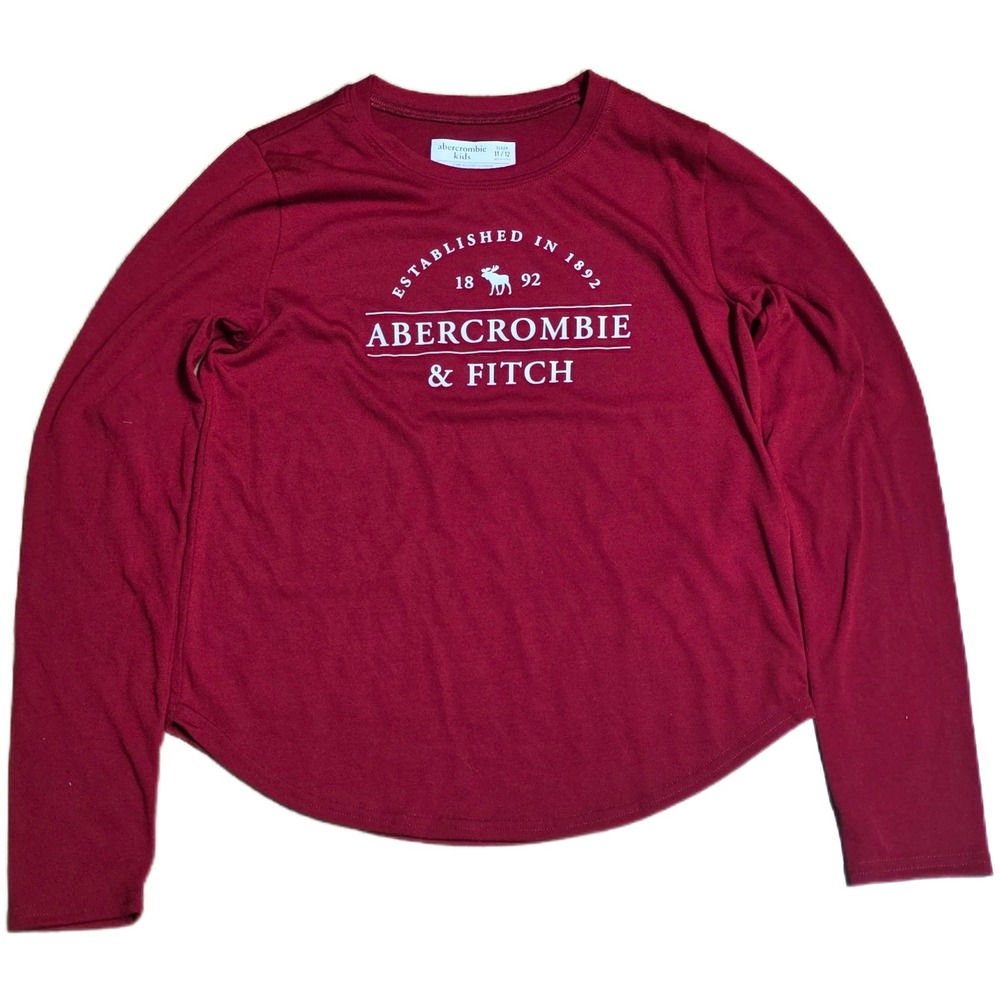 Abercrombie Kids Long Sleeve Sleep Shirt Size 11 12 Burgundy Flame Resistant